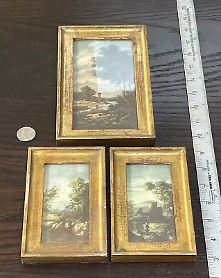 Vintage 3 Florentia Made In Italy Florentine Framed Pictures 4 7/8 & 3 3/4 In • $27.80