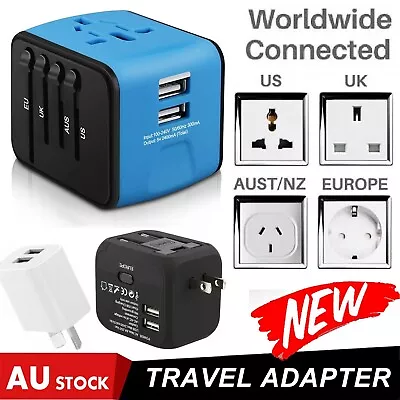 International Universal Travel Adapter 2 USB Converter Charger Power Adapter AU • $14.49