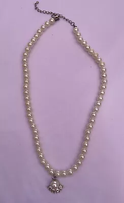 Vintage Single Strand Faux Pearl Necklace Jewelry With Pendant • $9.99