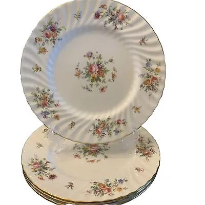 4 Mintons England Marlow 10.5” Dinner Plates Set Floral S-309 Vintage Bone China • $27.50