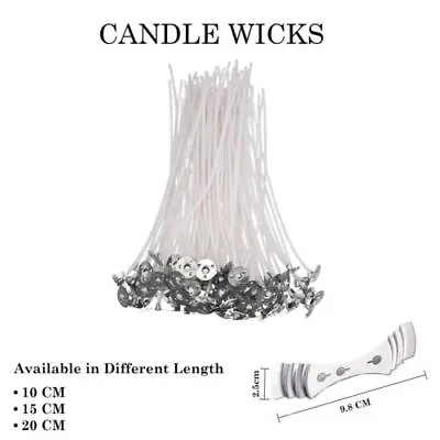 Pre Waxed Candle Wicks With Sustainers Long Tabbed For Candle Making Craft • £2.75