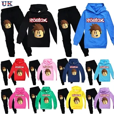 Kids ROBLOX Hoodie Pants Suit UK Boy Girls Long Sleeve Tracksuit Sportswear Set • £8.91