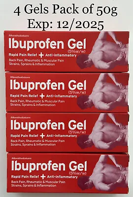 4 X Iboprufen Gel 50g Fast Relief Pain&Swelling&Back/Muscular/Rheumatic Injuries • £13.95