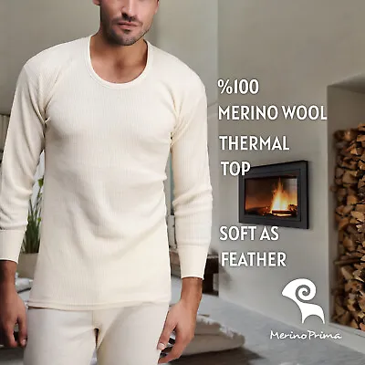 %100 Merino Wool Long Sleeve Shirt - Men's Winter Underwear - Thermal Base Layer • $39.90