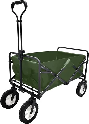 Heavy Duty Wagon Cart Swivel Collapsible Outdoor Utility Garden Beach Cart Green • $54.99