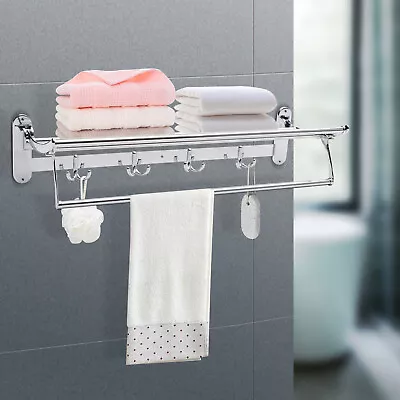 Wall Mounted Towel Rack Stainless Steel Hotel Rail Holder Storage Shelf Bathroom • $26.60