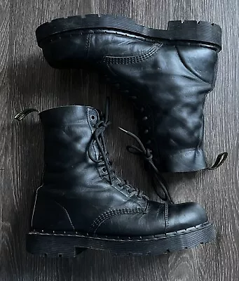Vintage Doc Dr Martens 1460 Combat Boots 8 Eye Black Leather England Men’s 10 • $69.99