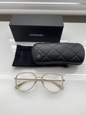 £300 • Buy Genuine CHANEL Aviator Glasses CH2196 Gold