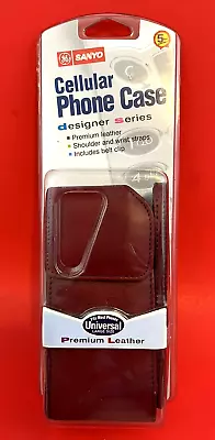 Sanyo Cellular Phone Case~Burgundy~Leather~Shoulder & Wrist Straps-Belt Clip • $8.96