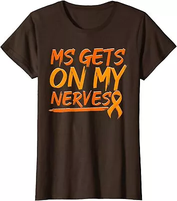 Orange Ribbon Ms Multiple Sclerosis Awareness Month Ladies' Crewneck T-Shirt • $21.99