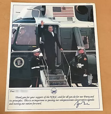 George W Bush  Thank You  Autographed Welcome Aboard Marine One Photo 8.5x10.25 • $8.99