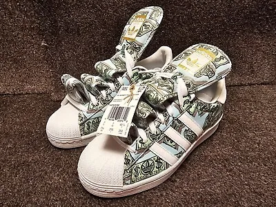 New Adidas Originals Jeremy Scott Money Print SST Shoes Mens Size 7.5 HP6596 • $56