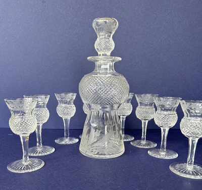 £395 • Buy Edinburgh Crystal Thistle  Liqueur Decanter And  8 Glasses-