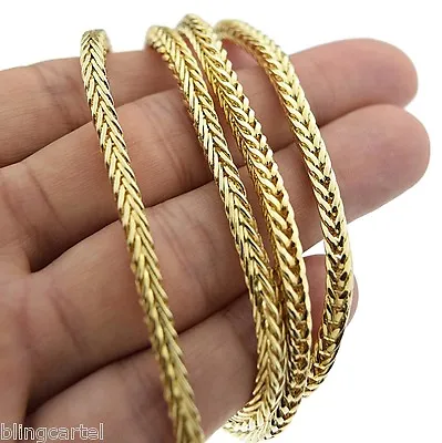 Franco Chain 36  In Long X 4MM Wide Gold Plated Mens Hip Hop Box Snake Necklace  • $16.95