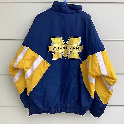 Vintage 90s Michigan Wolverines Starter Jacket NCAA Pullover Mens XL • $59.99
