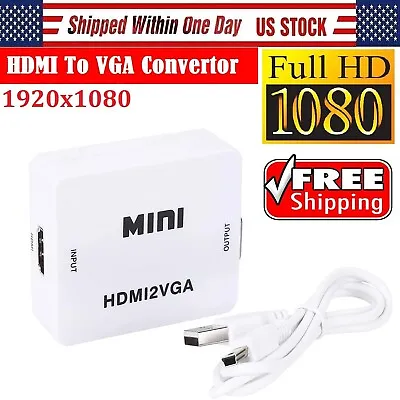Mini HDMI To VGA Audio Video Converter Video Audio Composite For PCLaptop & DVD • $6.99