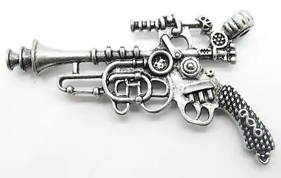 Ray Gun Pendant - Two Sided - Steampunk Sci Fi Fantasy - Antiqued Silver - Qty 1 • $3.74