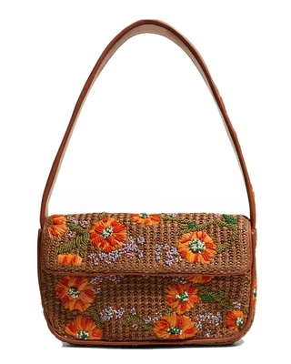 $240 • Buy Staud Tommy Raffia Floral Bead Shoulder Bag