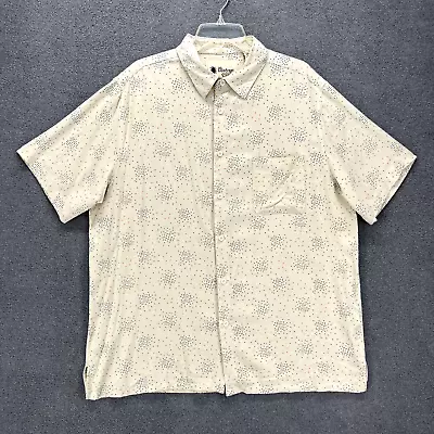 Vintage Silk Circa Shirt Mens XXL Beige Silk Rayon Polka Dot Beach Button Up • $22.94