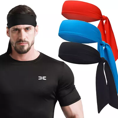 Head Tie Back Sports Headband Ninja Bandana Hair Wrap Sweatband For Men Women • $5.99