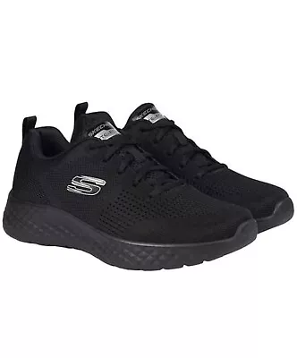 Skechers Men’s Size US 10 Lite Foam Mesh Lace-up Sneaker Black Model 16898 • $35.99