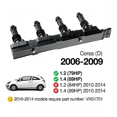 Ignition Coil Pack 1208020 For Vauxhall Corsa 2006-2009 1.2 1.4 Petrol • $77.71