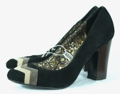 £25.73 • Buy Missoni For Target Black Suede Heels Size 8.5 Chevron Toe Shoes / Pumps Leather