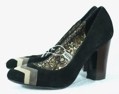 Missoni For Target Black Suede Heels Size 8.5 Chevron Toe Shoes / Pumps Leather • $26.49