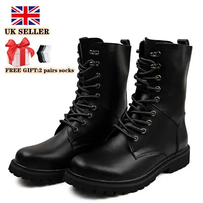 £10.99 • Buy Men Women 100% Leather Boots Army Combat Patrol Boots Cadet Military Security TR