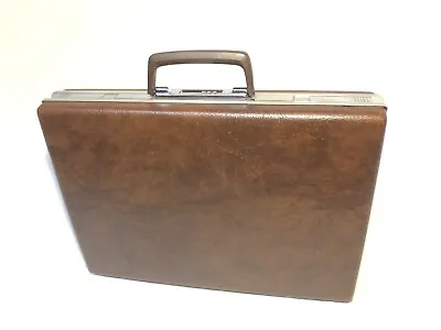 Vintage Samsonite Classic 100 Briefcase Attache Brown Slimline Combo Lock handle • $89.95