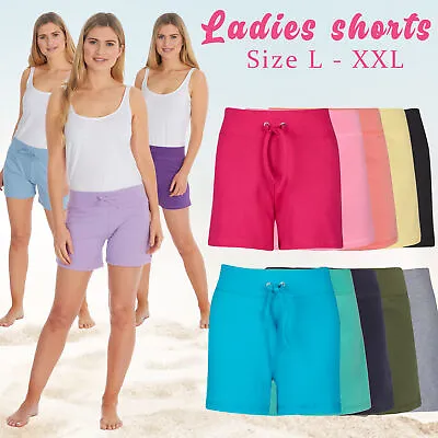 £5.99 • Buy Womens Jersey Shorts Cotton Elasticated Loungewear Summer Sports S M L XL XXL UK