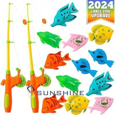 Kids Magnetic Fishing Game Pool Toys Pole With Fishes 2 Players For Ages 1 2 3 4 • $17.99