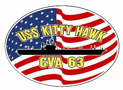 USS KITTY HAWK CVA 63 Oval Decal / Sticker Military USN U S Navy • $19.99