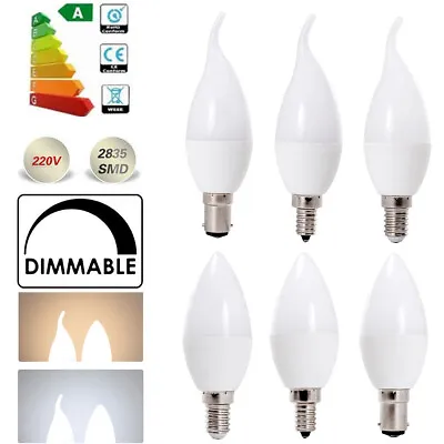 E14 E12 B15 5W Dimmable LED Chandelier Candle Light 220V 240V Bulb White Lamp BC • £1.80
