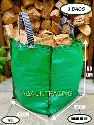 3 X Garden Waste Bags Refuse Strong Heavy Duty Sacks Grass Rubbish 120L • £15.99