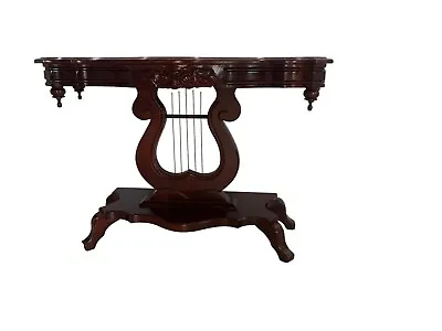 Victorian Style Mahogany Harp Lyre Console Table • $609