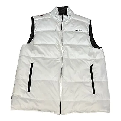 Stash House Down Puffer Vest Mens 3XL White Black Tweed Reversible Full Zip • $80