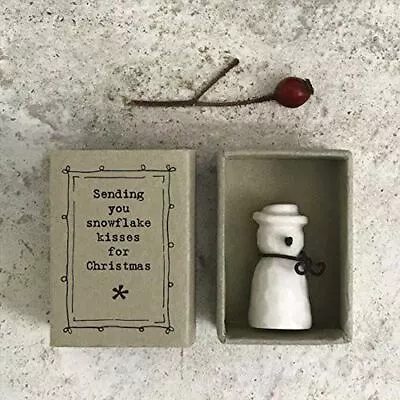 Porcelain Snowman Matchbox Gift | Snowflake Kisses Christmas East Of India • £6.26