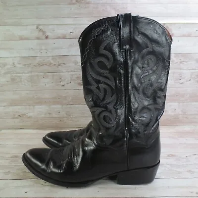 Dan Post Boots Mens 13 Black Leather Milwaukee Cowboy Boots Western Round Toe * • $99.84