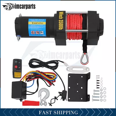 1X Electric Winch Synthetic Rope 3500lbs 12V Tow Towing Truck Trailer W/ Remote • $92.99