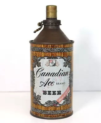 1950s CANADIAN ACE Beer 12oz CONE TOP Extra Ale Can W Lighter Vintage • $89.99