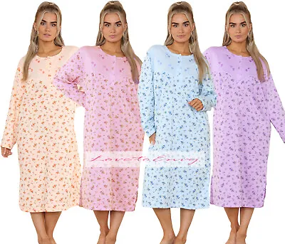Ladies Thermal Nightie Long Sleeve FLEECE Lined Floral Print WINTER WARM Nightie • £14.95