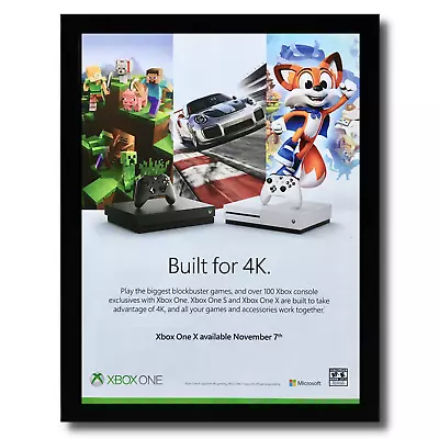 2017 Xbox One X Console Framed Print Ad/Poster Minecraft Forza Lucky's Tale Art • £53.50