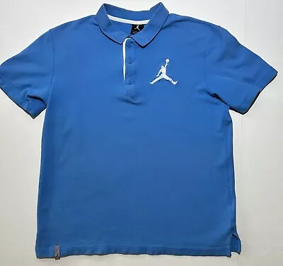 Nike Air Jordan Polo Shirt Men’s Size Large Blue Embroidered Jumpman 23 Vented • $26.99