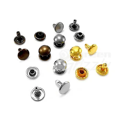 £2.99 • Buy Domed Double Cap Rivets 6 7 9 Or 10 Mm Mm Cap Diameter Studs Sewing Leather