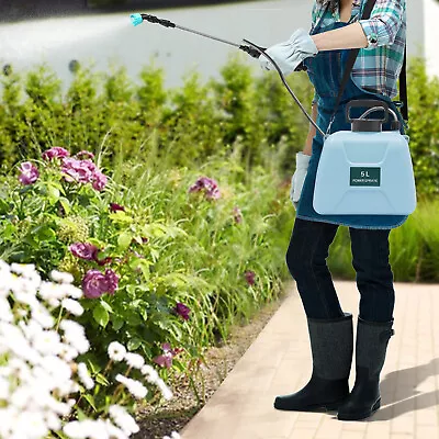 5L Electric Garden Sprayer Backpack Weed Battery Operated Pressure 6 Nozzles • $37.05