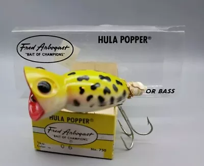 Vintage Fred Arbogast Hula Popper 750 Topwater Fishing Lure 5/8oz. Frog Color • $14.95