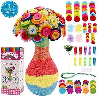 DIY Vase With Flowers Craft Kit For Kids Make Your Own Flower Bouquet By Button • $13.99