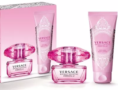 VERSACE BRIGHT CRYSTAL ABSOLU For Women 2 Pcs SET 1.7 Oz EDP Spray + BODY LOTION • $54.95