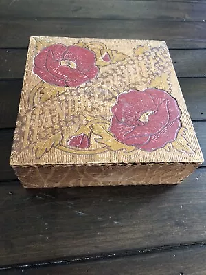 Vintage Painted Top Wooden Hand Crafted Handkerchief / Hanky Storage Box • $18